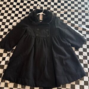 Gymboree Black Faux Fur Collar Coat